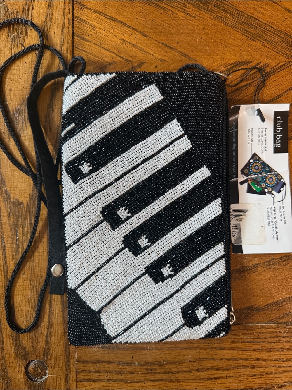 Club Bag Piano Key Beaded Crossbody - Black & White